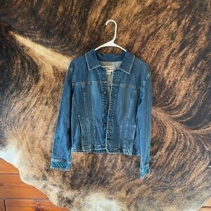 Denim Jacket with blue beading detailing